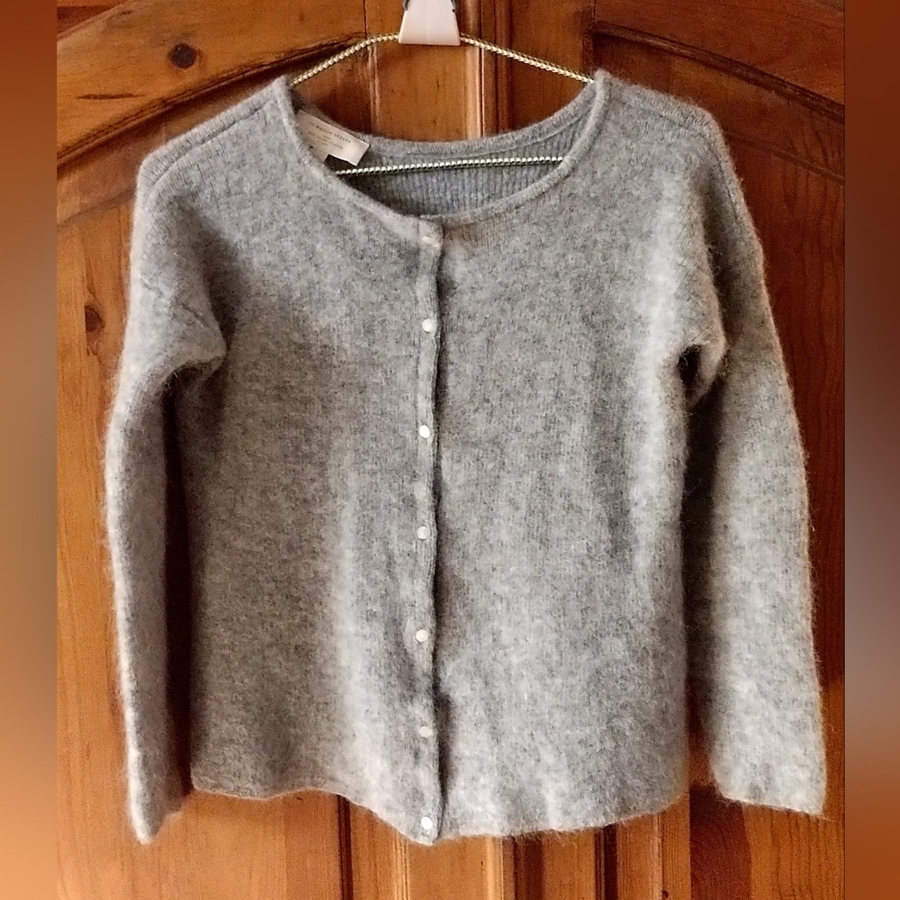 Sezane Gaspard Heather Grey Mohair Baby Alpaca Blend Cardigan Size Small